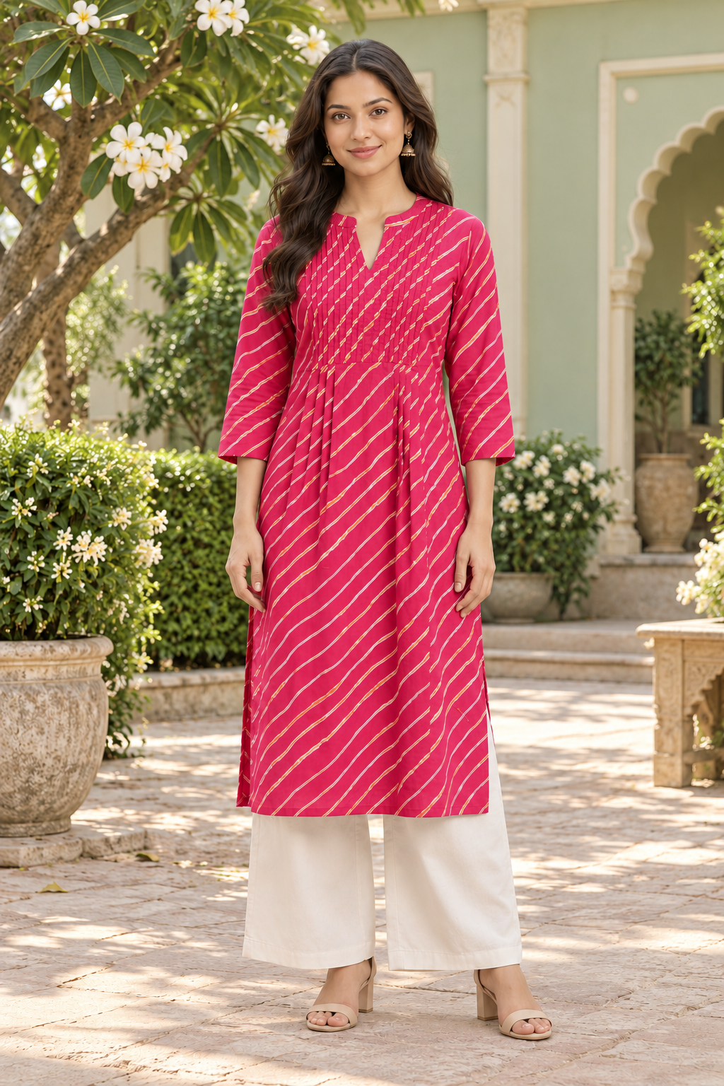 Gulnaar Leheriya Grace Pintuck Cotton Kurta