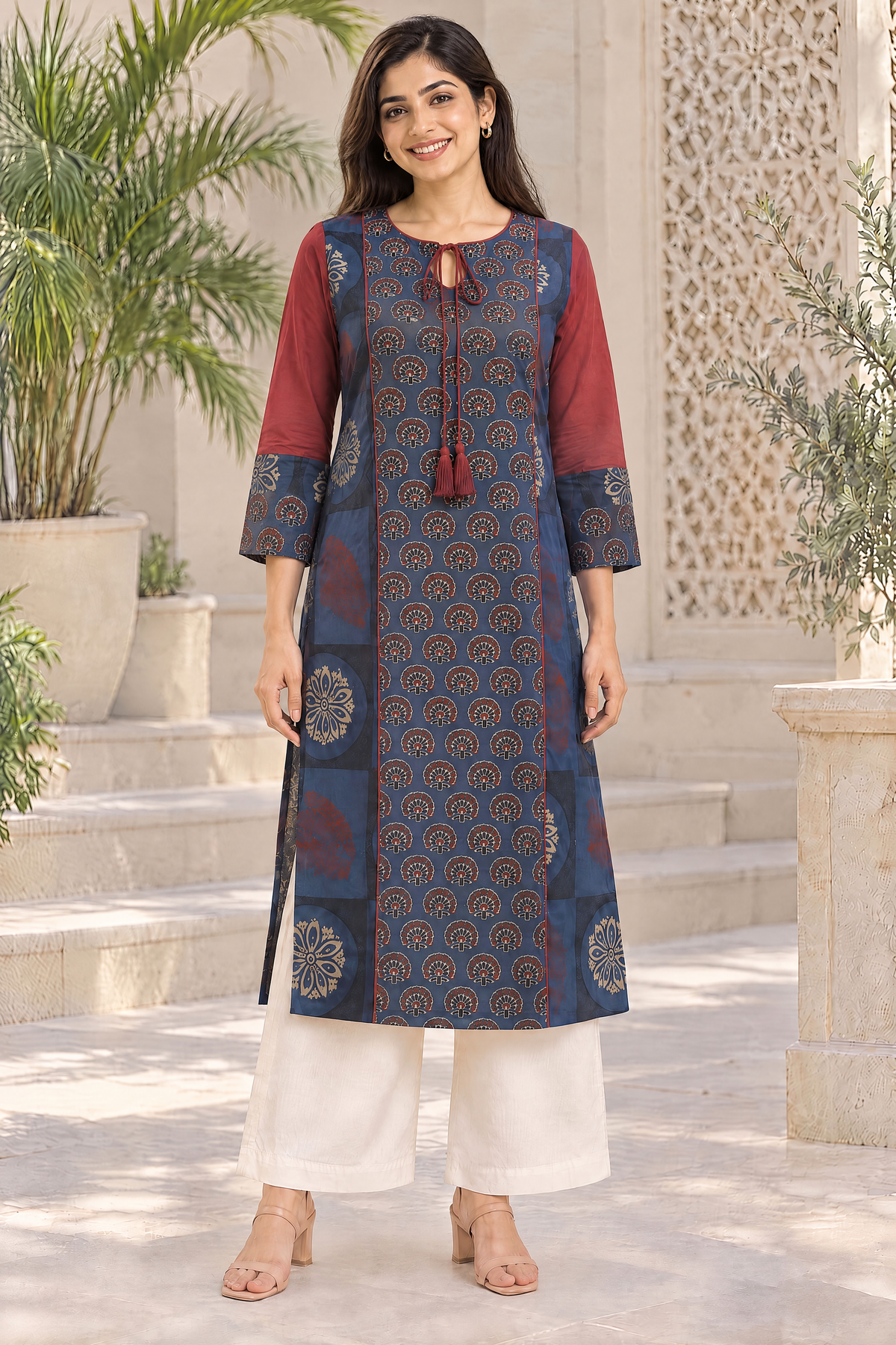 Ruhani Indigo Hand Ajrakh Cotton Kurta
