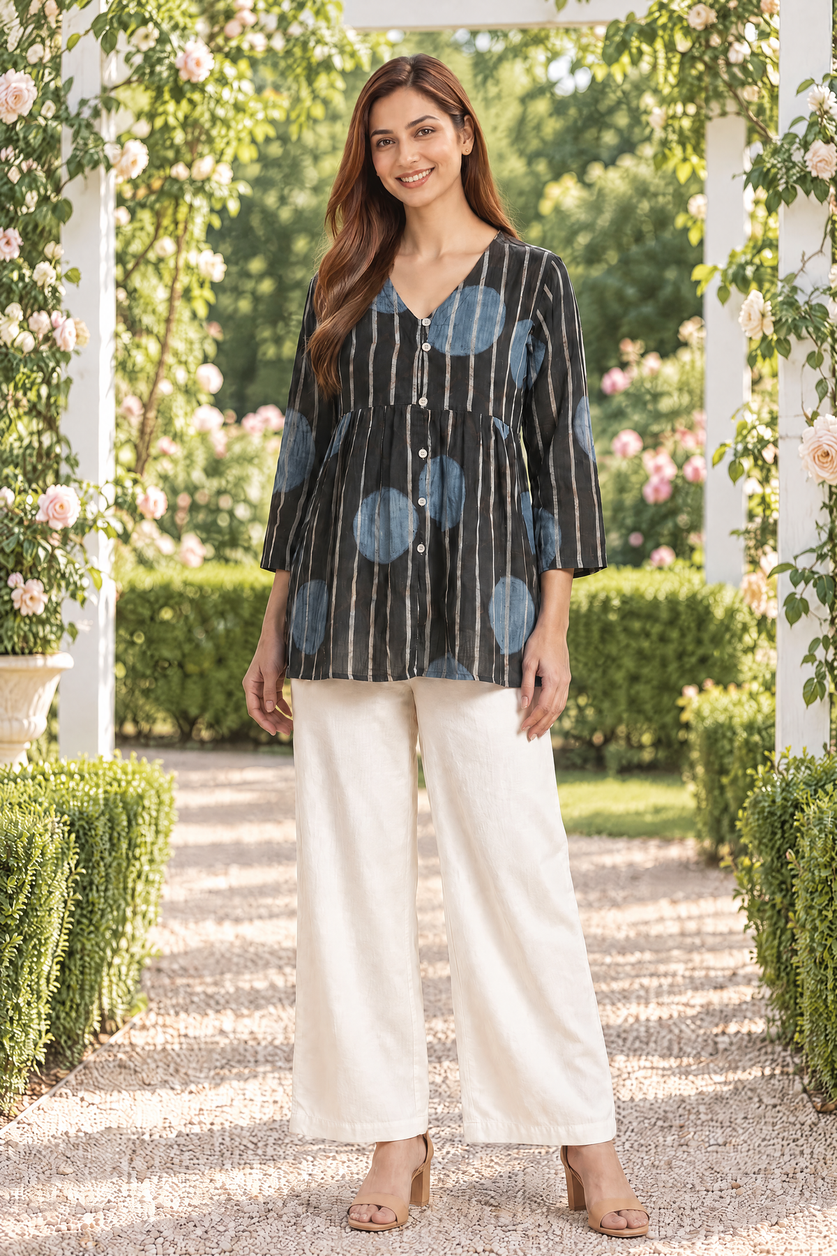 Midnight Indigo Ajrakh Dobby Top