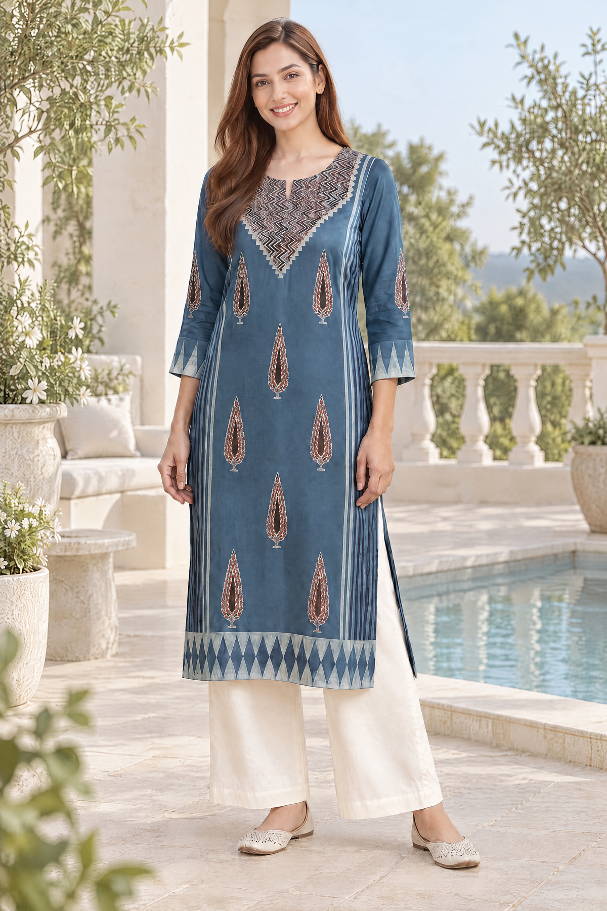 Midnight Ajrakh Muse Modal Kurta
