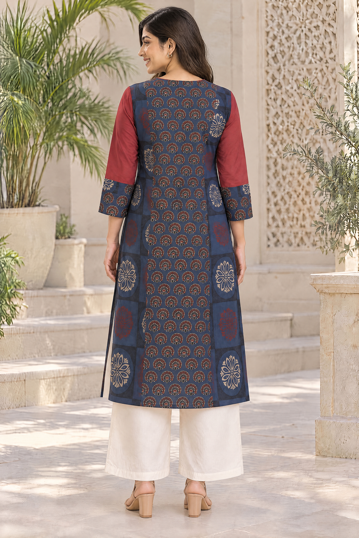 Ruhani Indigo Hand Ajrakh Cotton Kurta