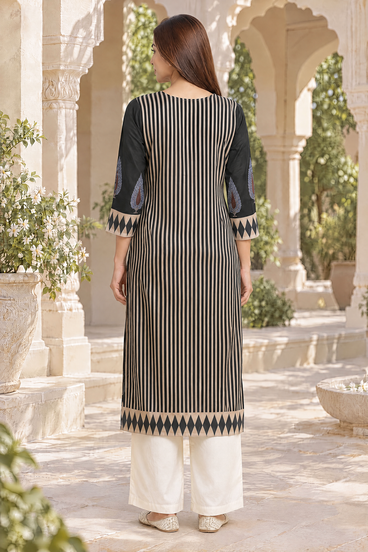 Noir Ajrakh Elegance Modal Kurta