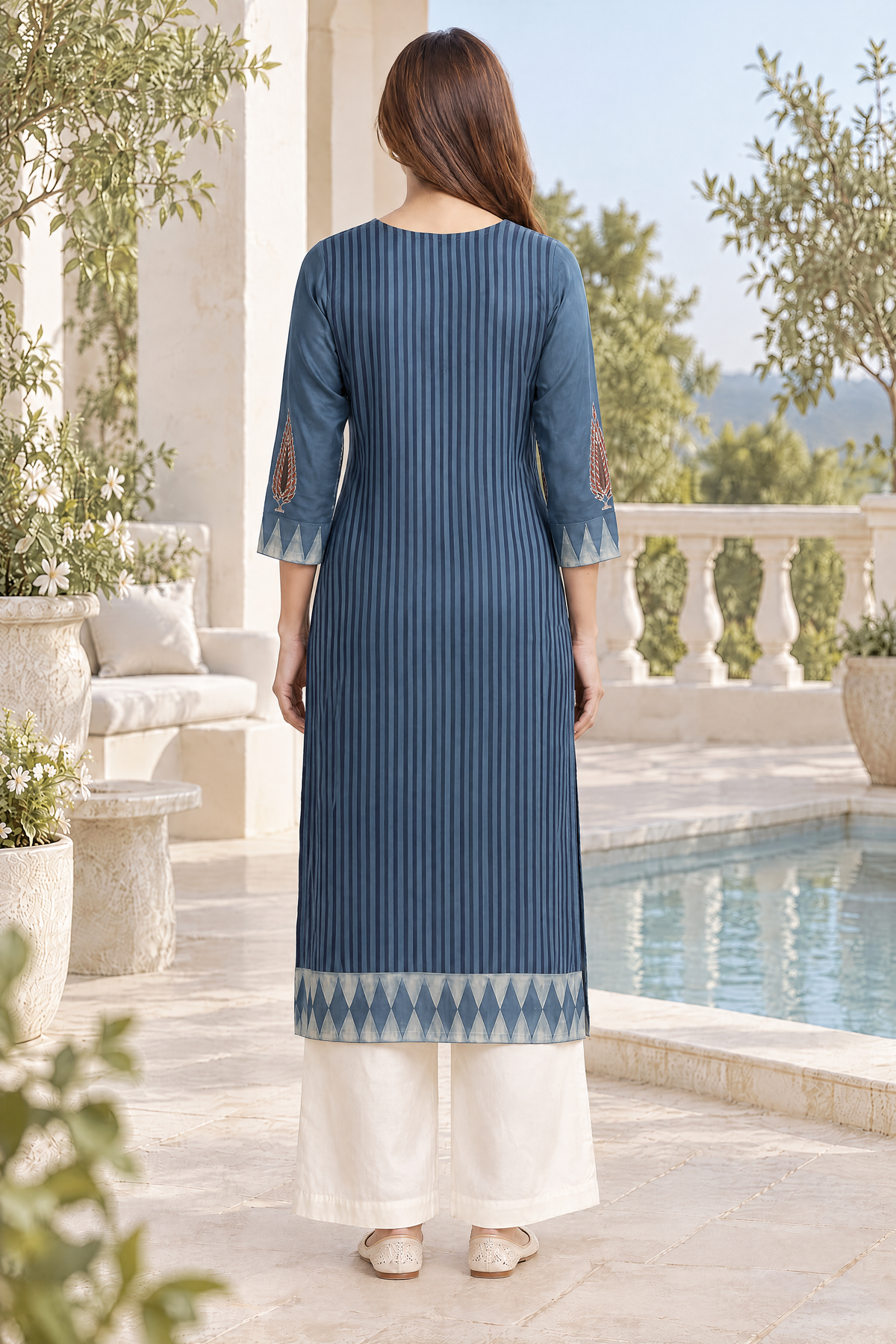 Midnight Ajrakh Muse Modal Kurta