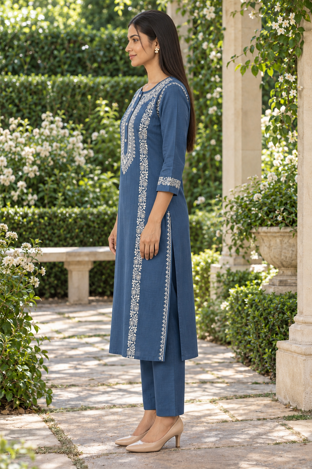 Azure Noor Chikankari Cotton Slub Set