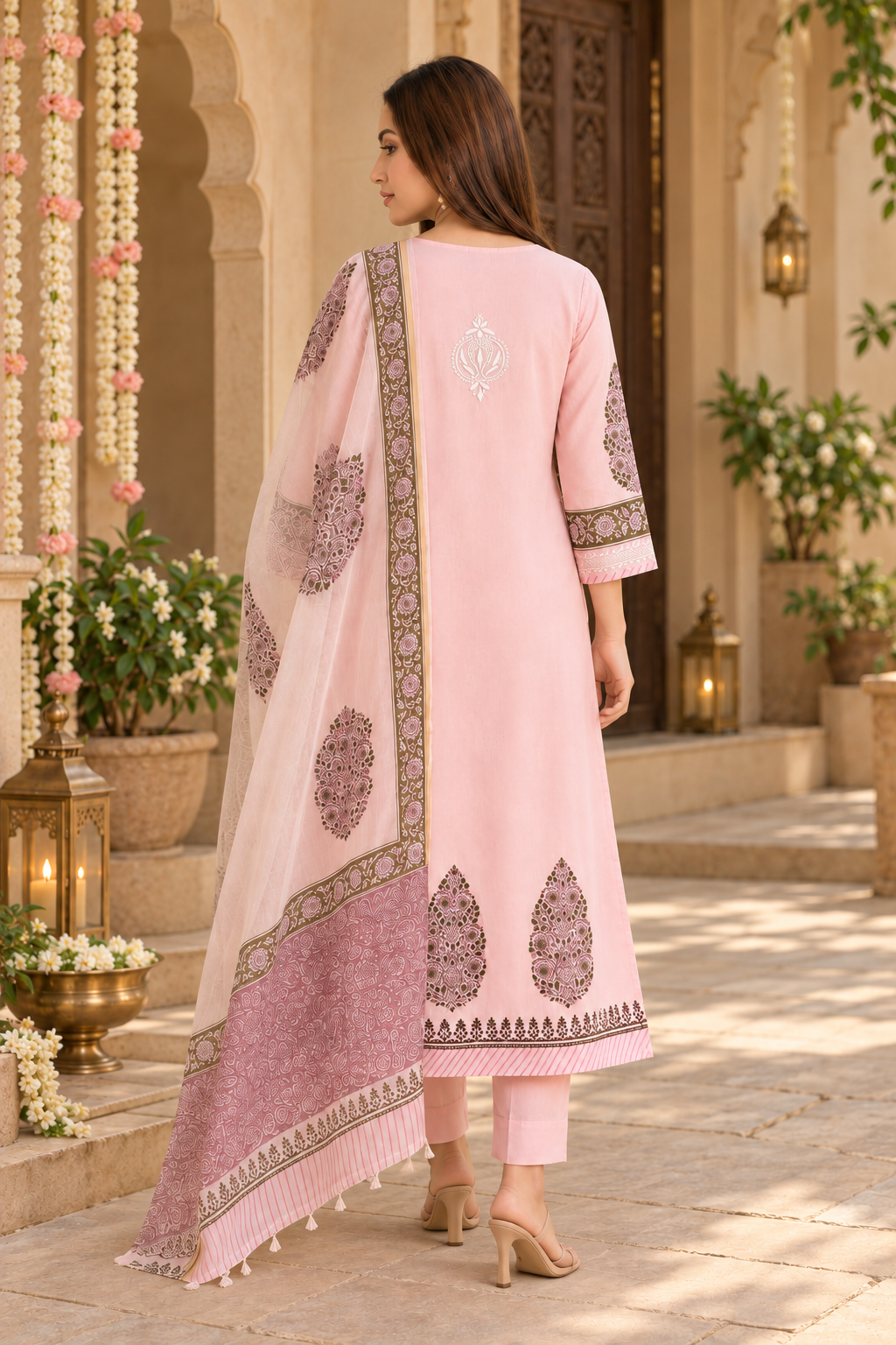 Inaya Blush Chikankari 3-Piece Set