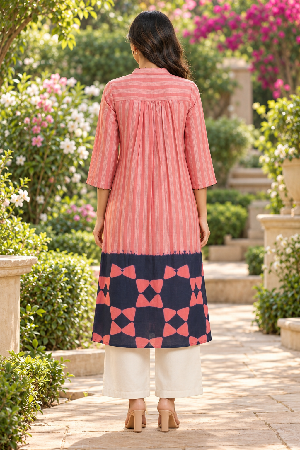Rosé Rhythm Hand Shibori Chanderi Kurta