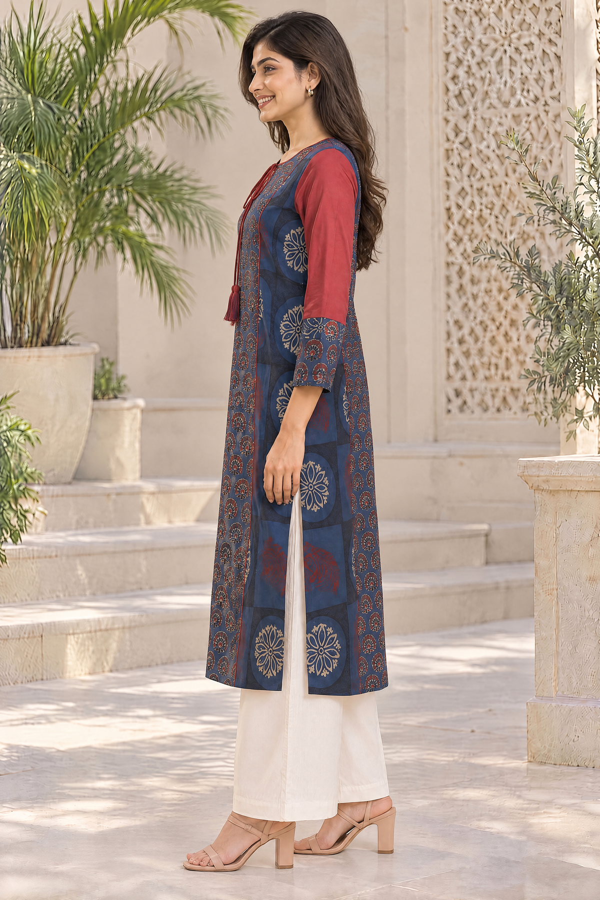 Ruhani Indigo Hand Ajrakh Cotton Kurta