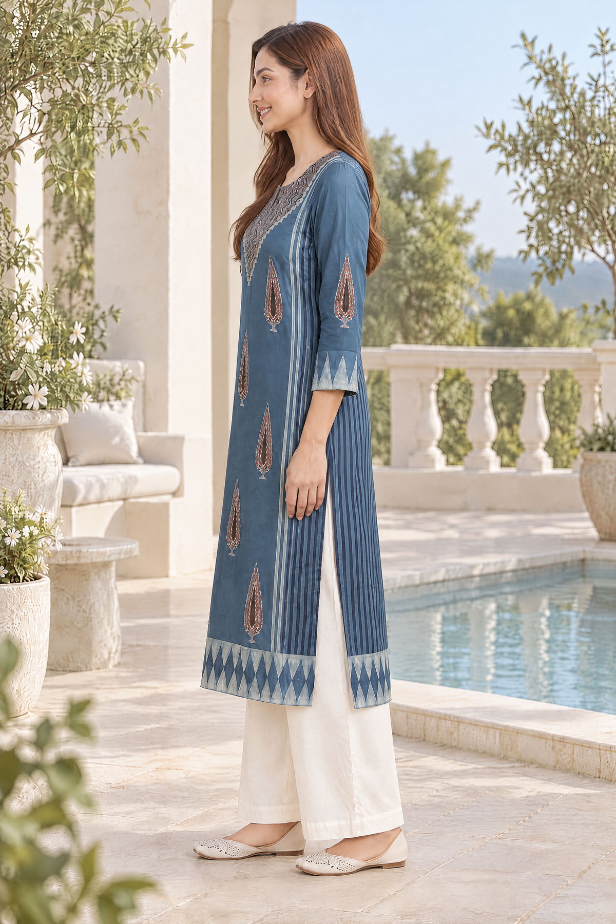 Midnight Ajrakh Muse Modal Kurta