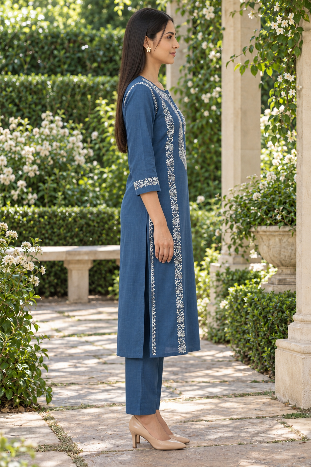 Azure Noor Chikankari Cotton Slub Set