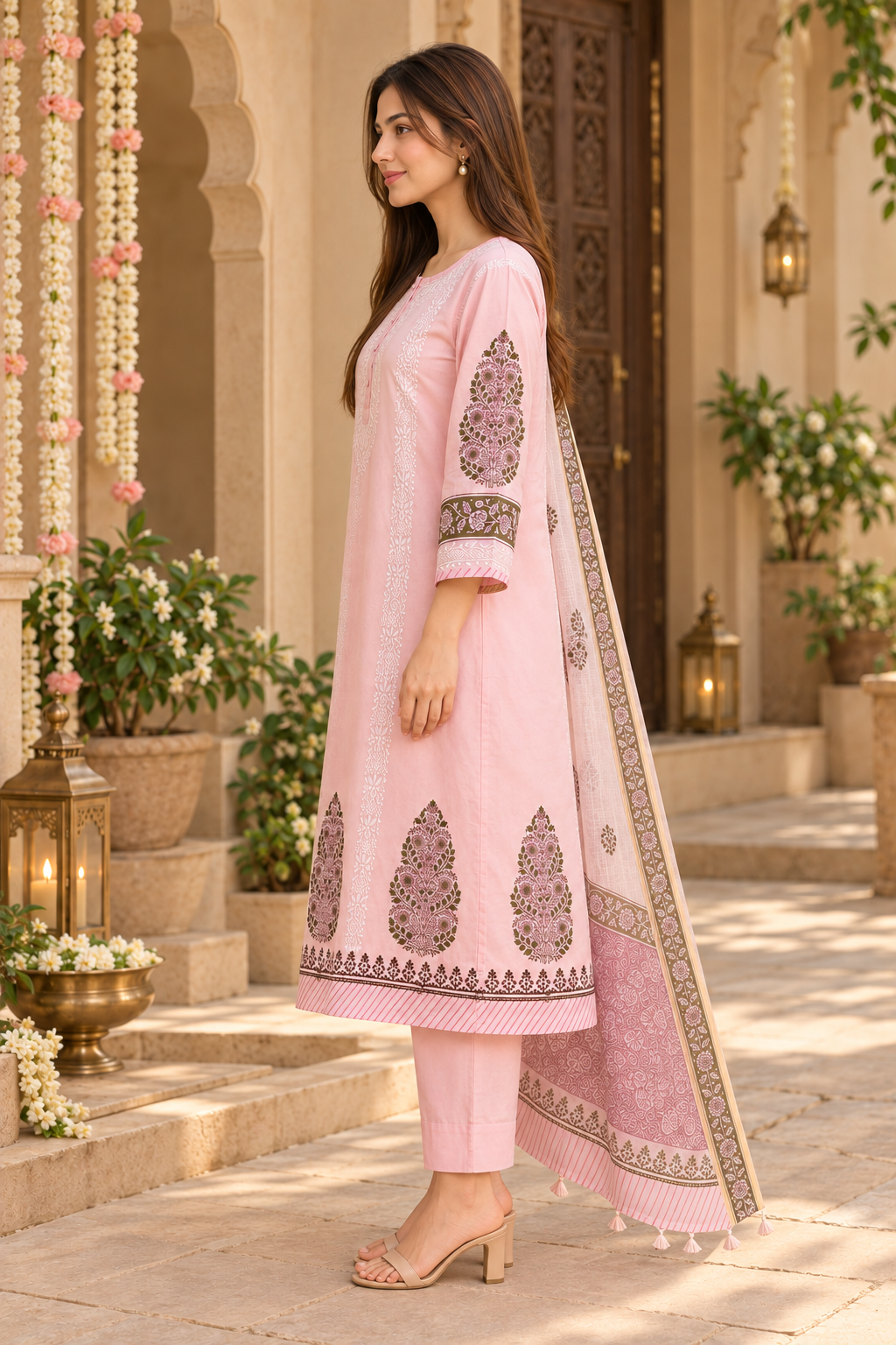 Inaya Blush Chikankari 3-Piece Set