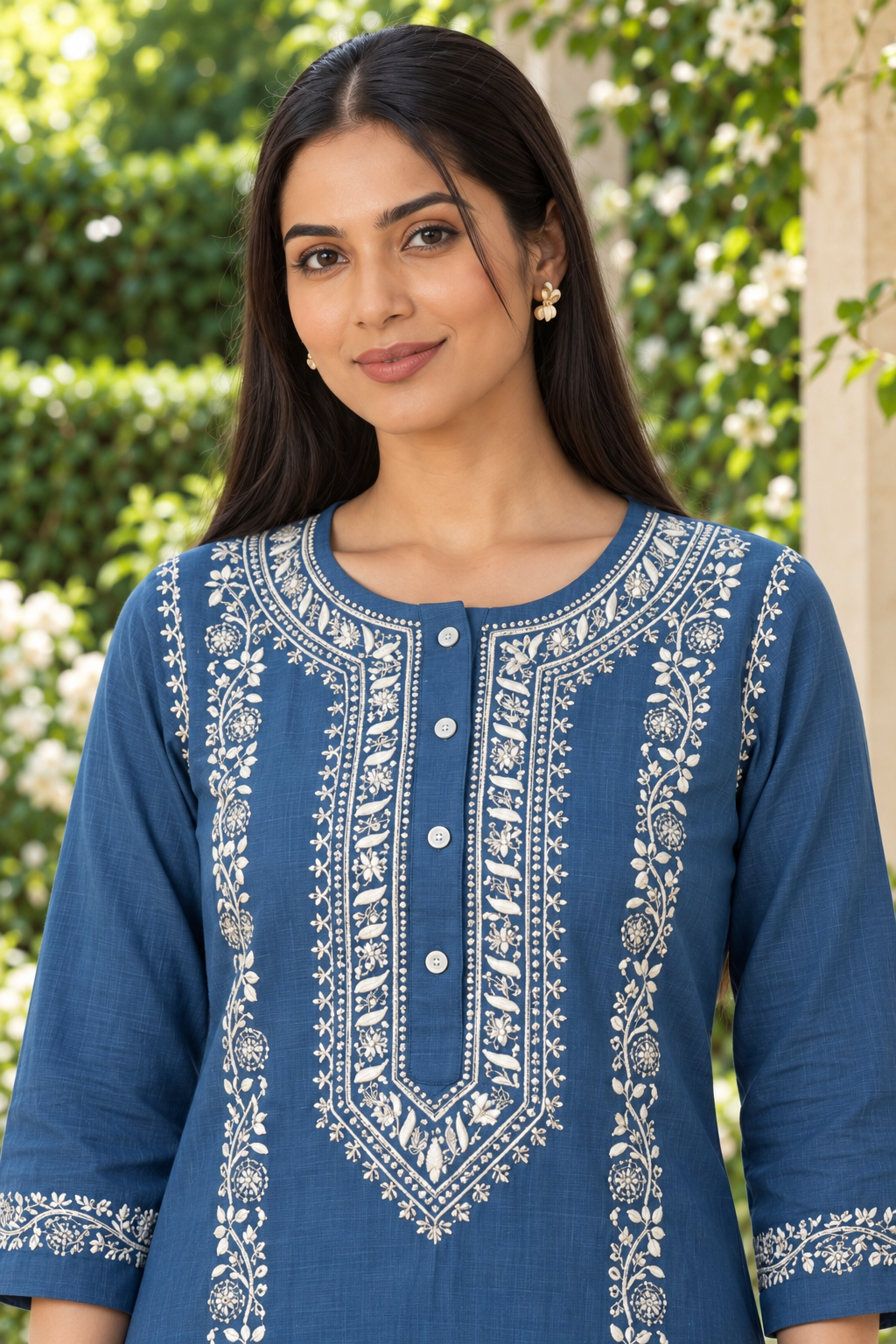 Azure Noor Chikankari Cotton Slub Set