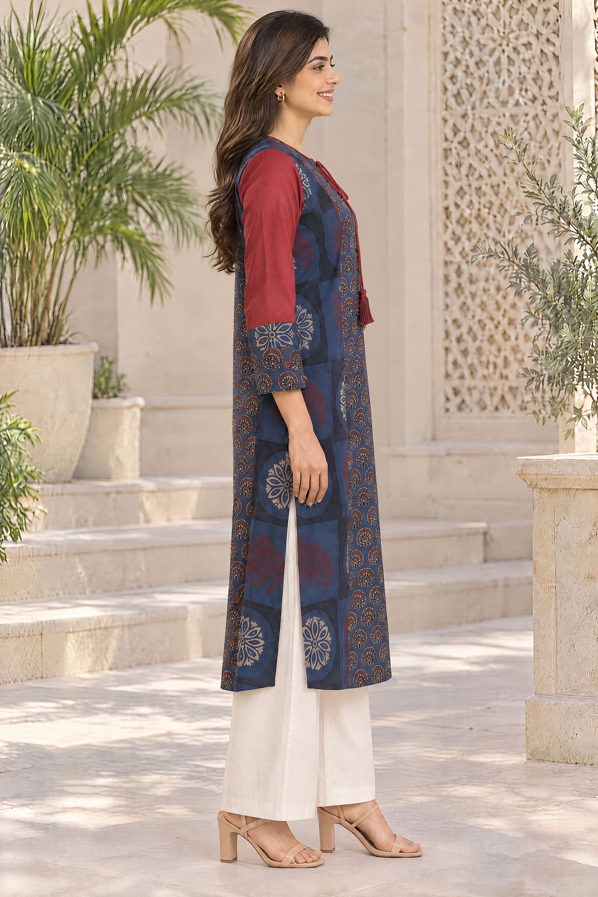 Ruhani Indigo Hand Ajrakh Cotton Kurta