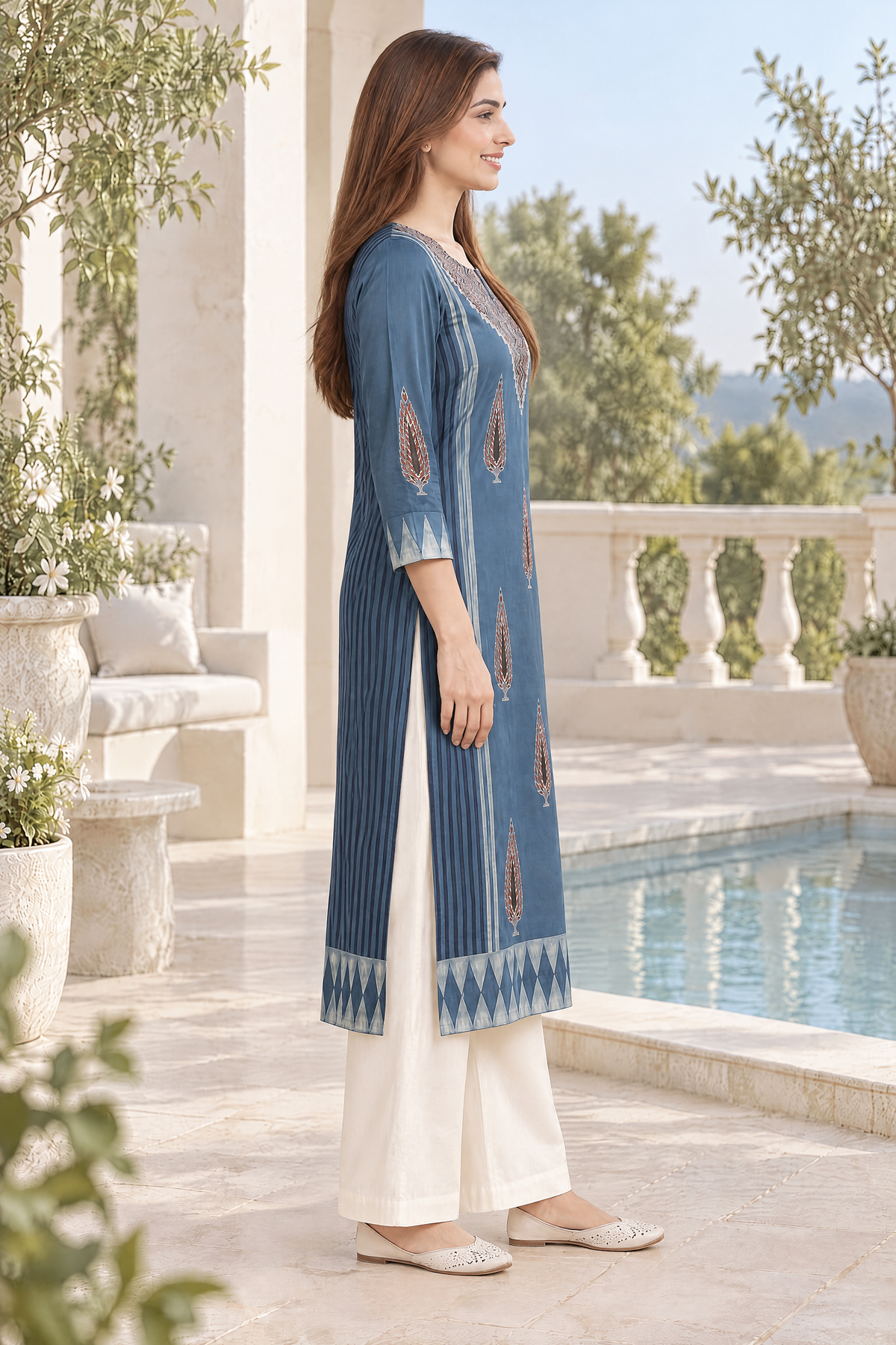 Midnight Ajrakh Muse Modal Kurta