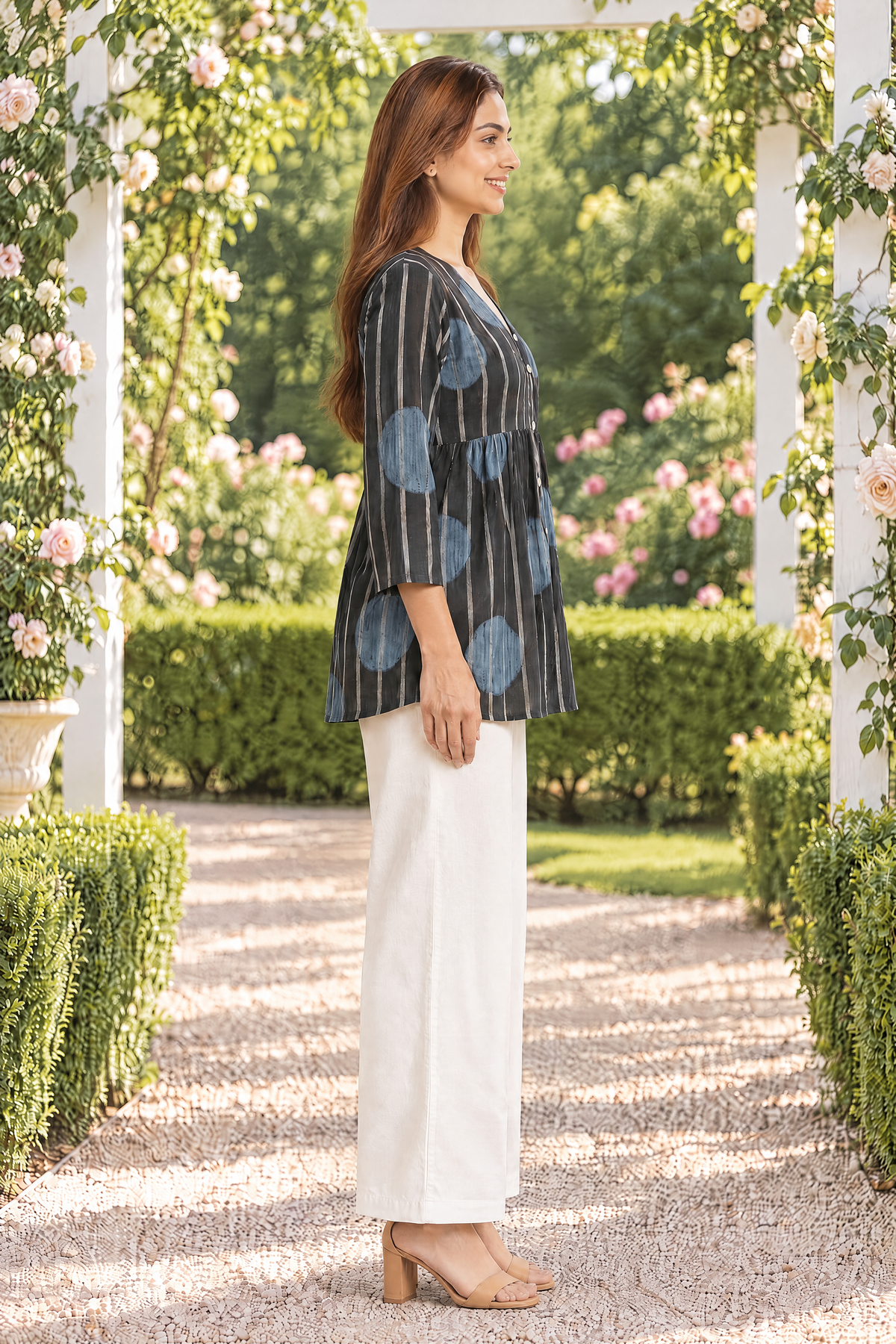 Midnight Indigo Ajrakh Dobby Top