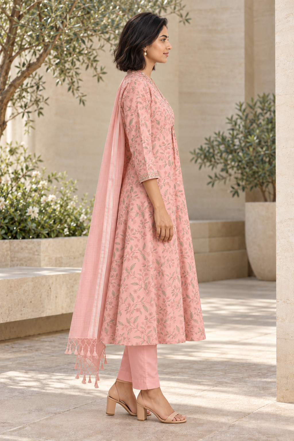 Blush Vine Chanderi Elegance Set