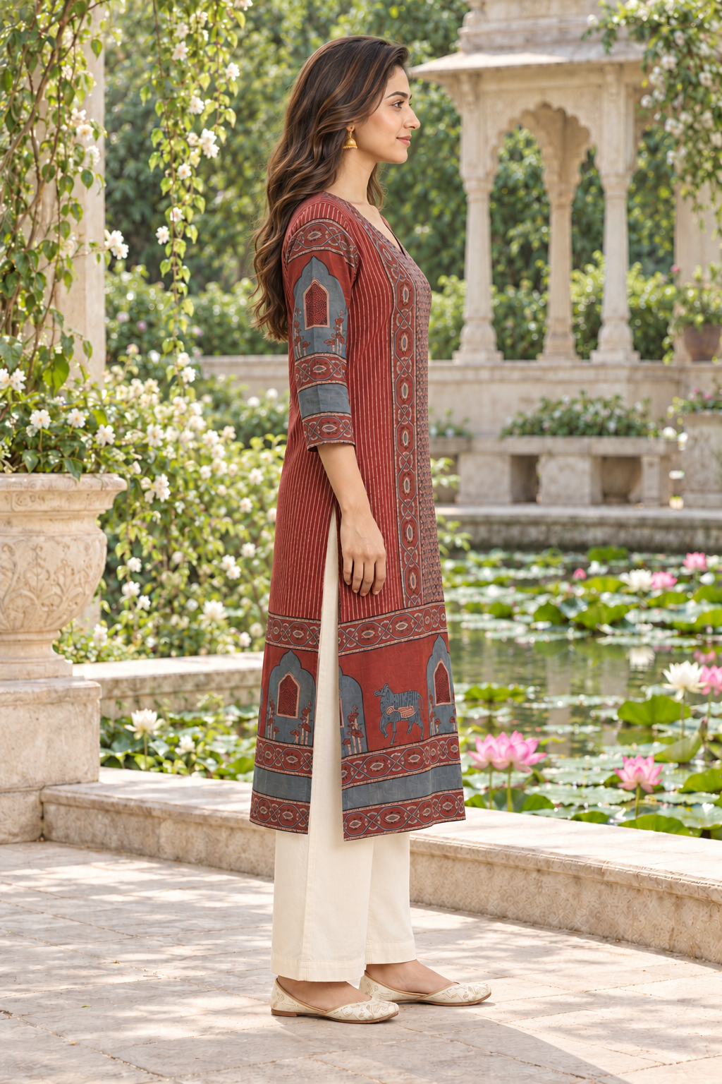 Maroon Heritage Ajrakh Dobby Kurta