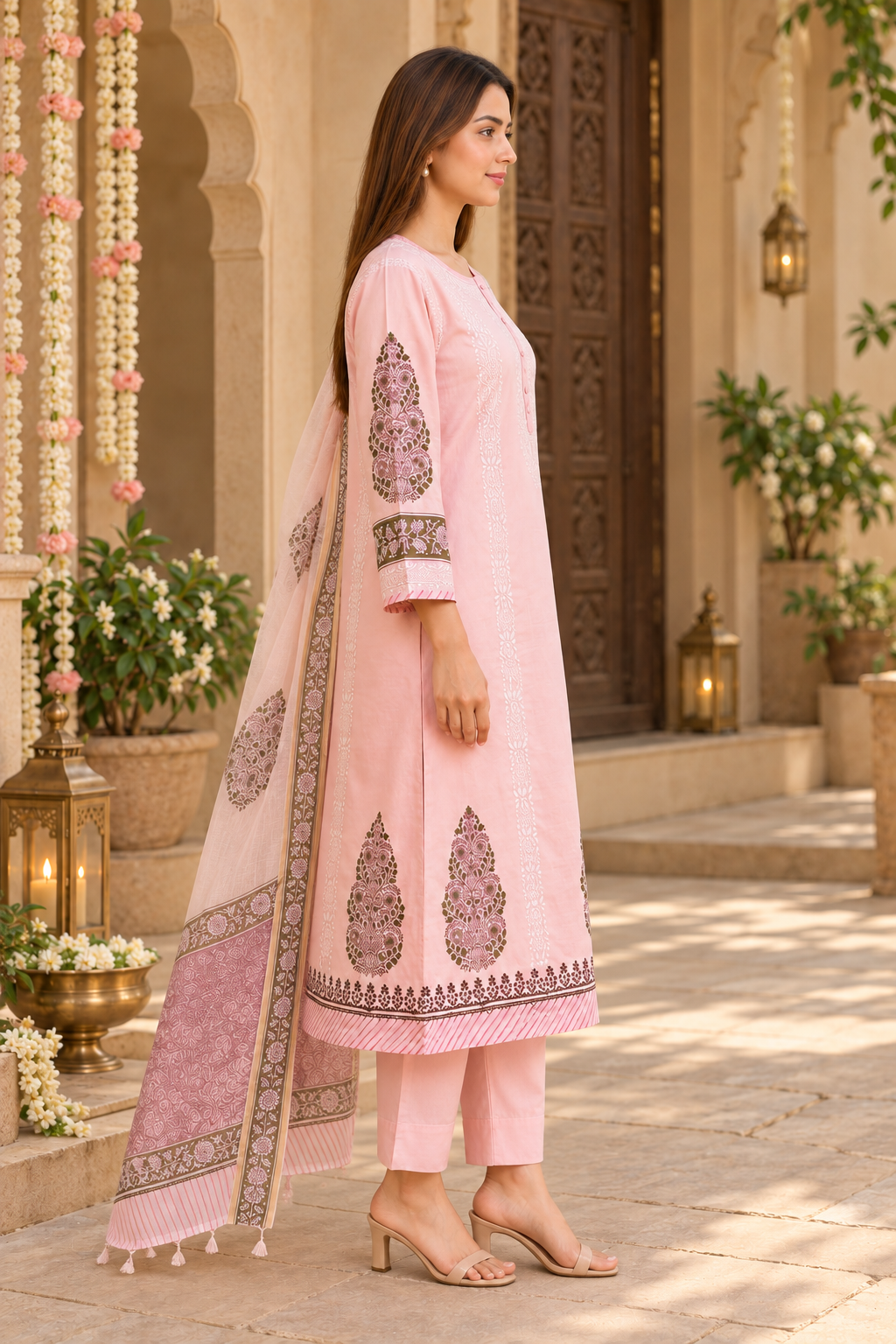 Inaya Blush Chikankari 3-Piece Set