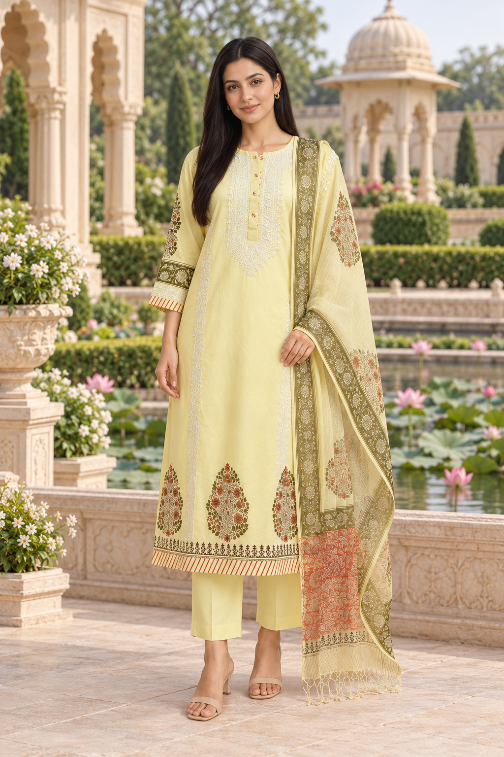 Aarini Lemon Chikankari 3-Piece Set