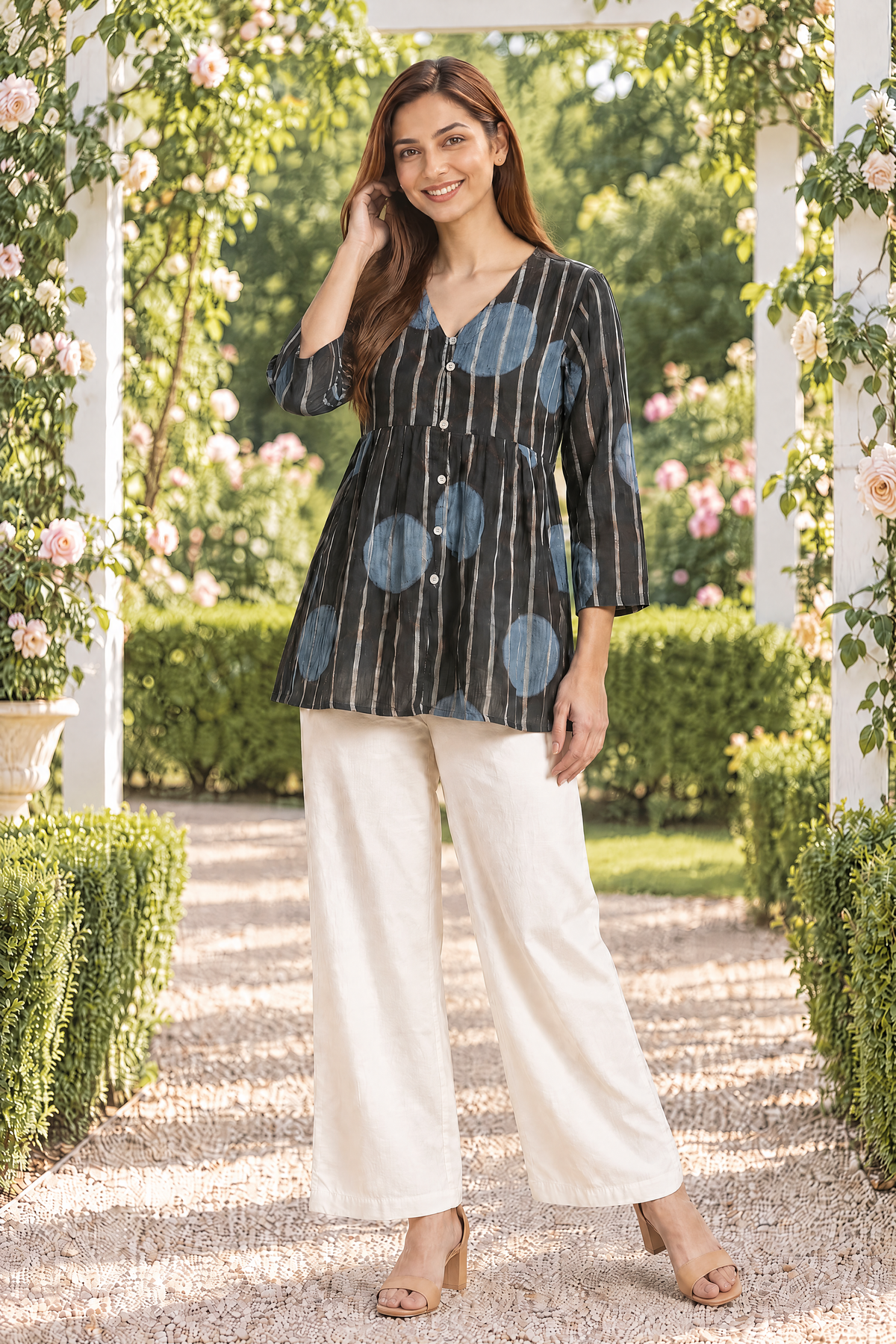 Midnight Indigo Ajrakh Dobby Top
