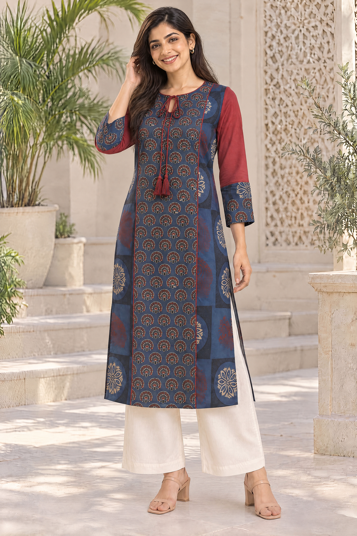 Ruhani Indigo Hand Ajrakh Cotton Kurta