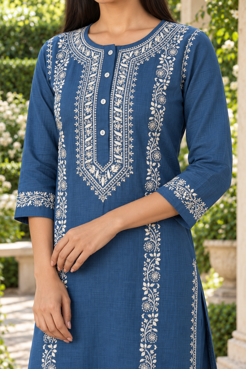 Azure Noor Chikankari Cotton Slub Set