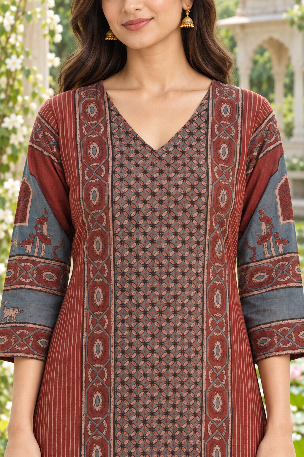 Maroon Heritage Ajrakh Dobby Kurta