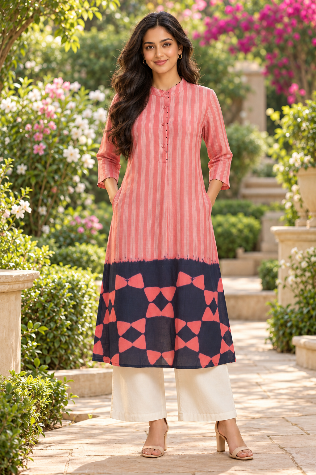 Rosé Rhythm Hand Shibori Chanderi Kurta