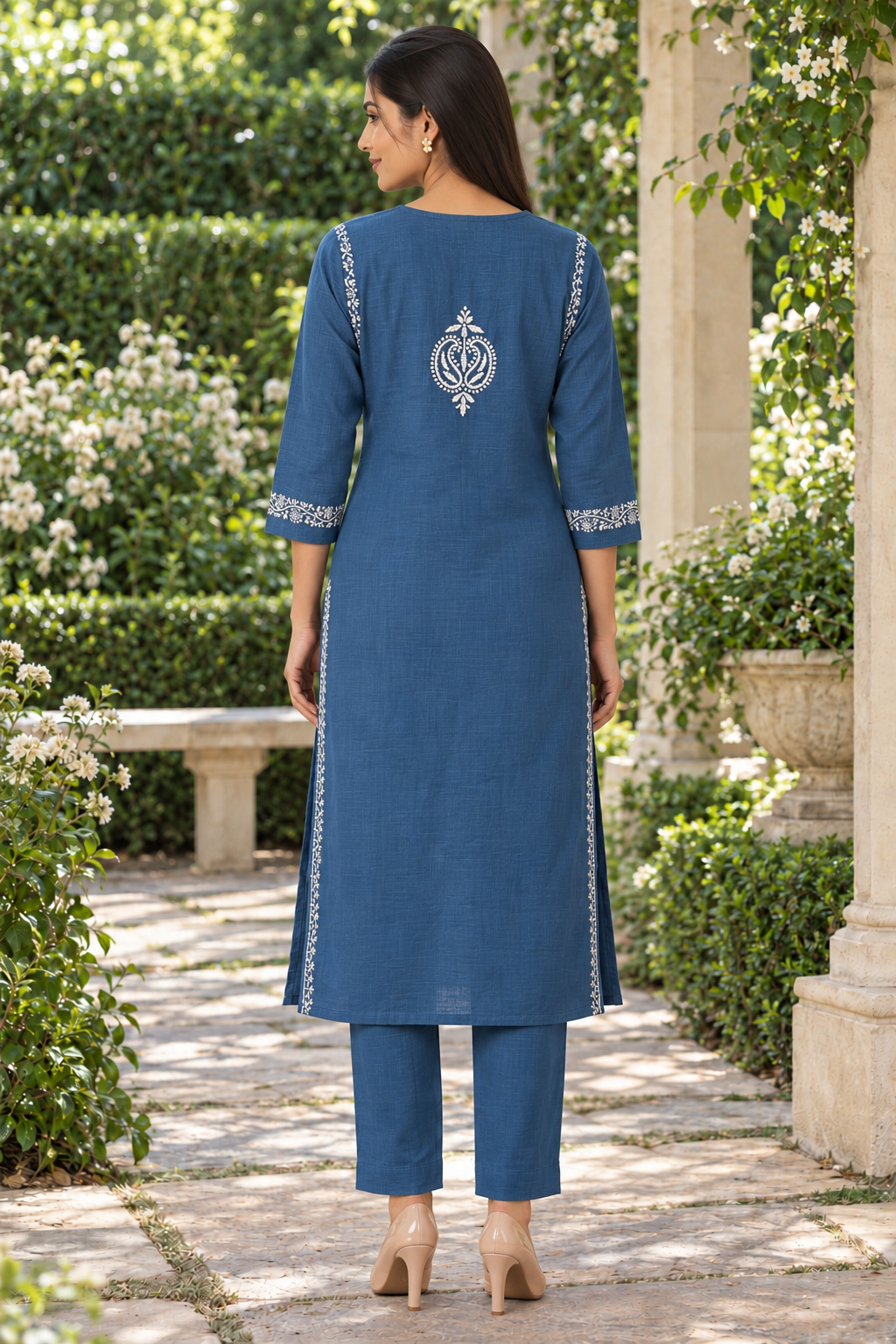 Azure Noor Chikankari Cotton Slub Set