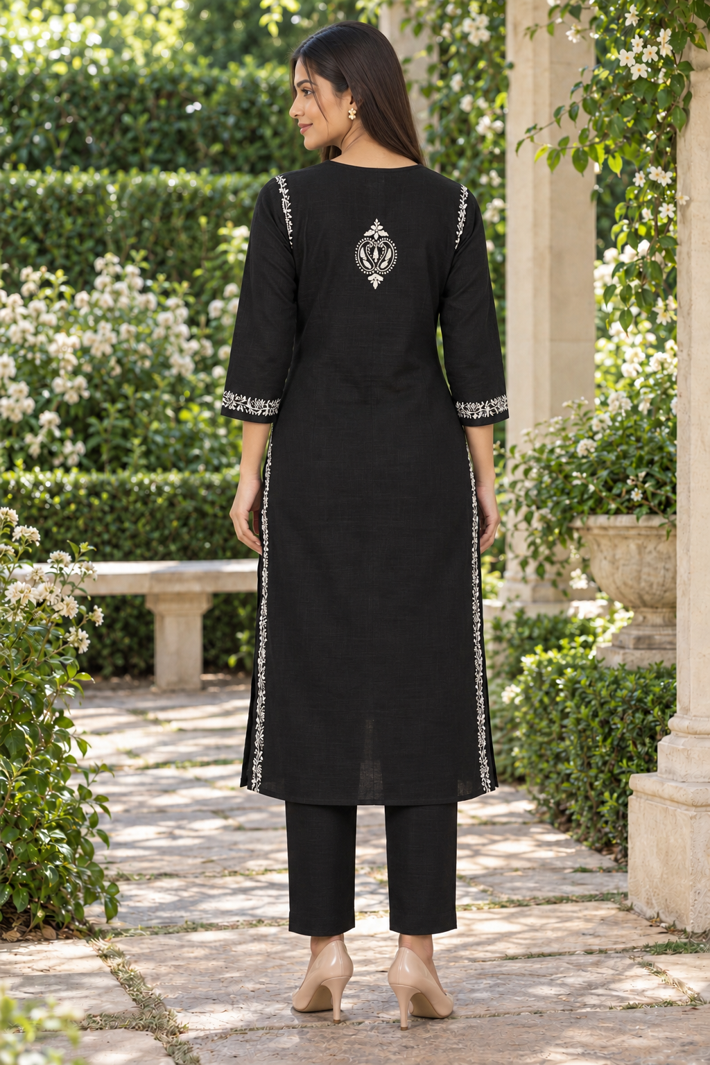 Noir Elegance Hand Chikankari Cotton Kurta Set