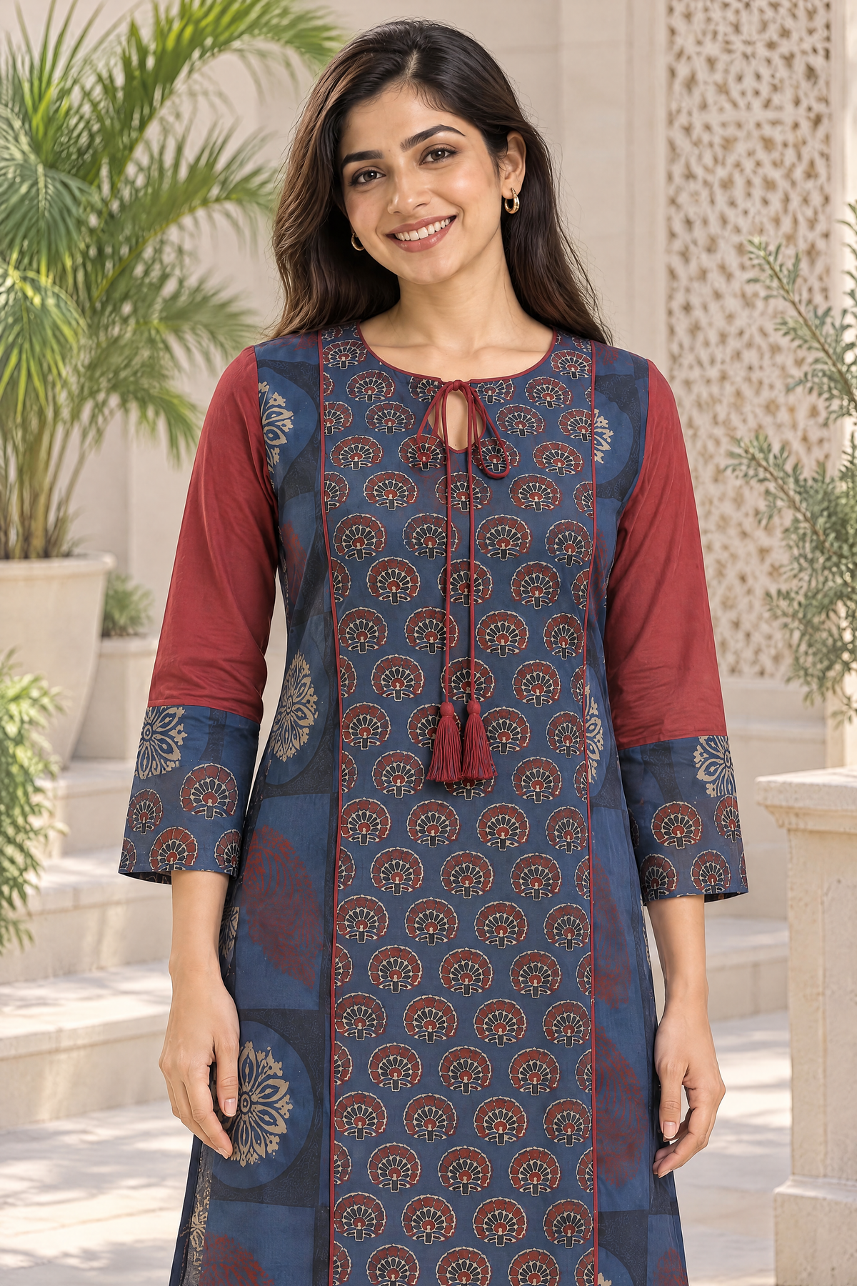 Ruhani Indigo Hand Ajrakh Cotton Kurta