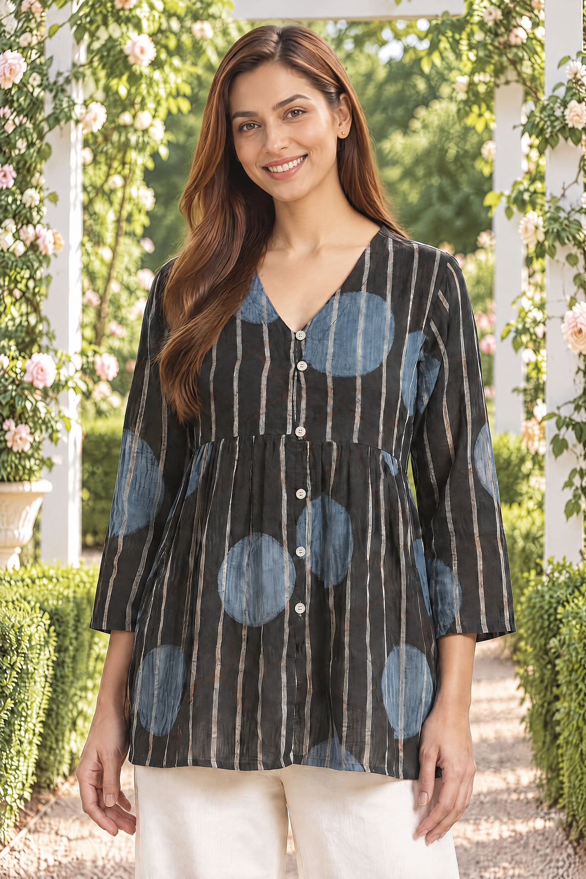 Midnight Indigo Ajrakh Dobby Top