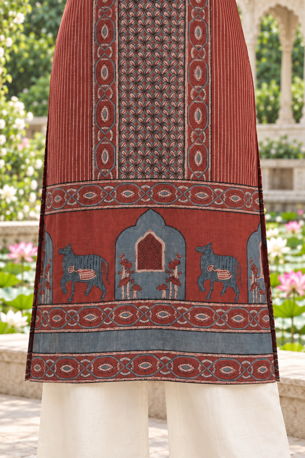Maroon Heritage Ajrakh Dobby Kurta