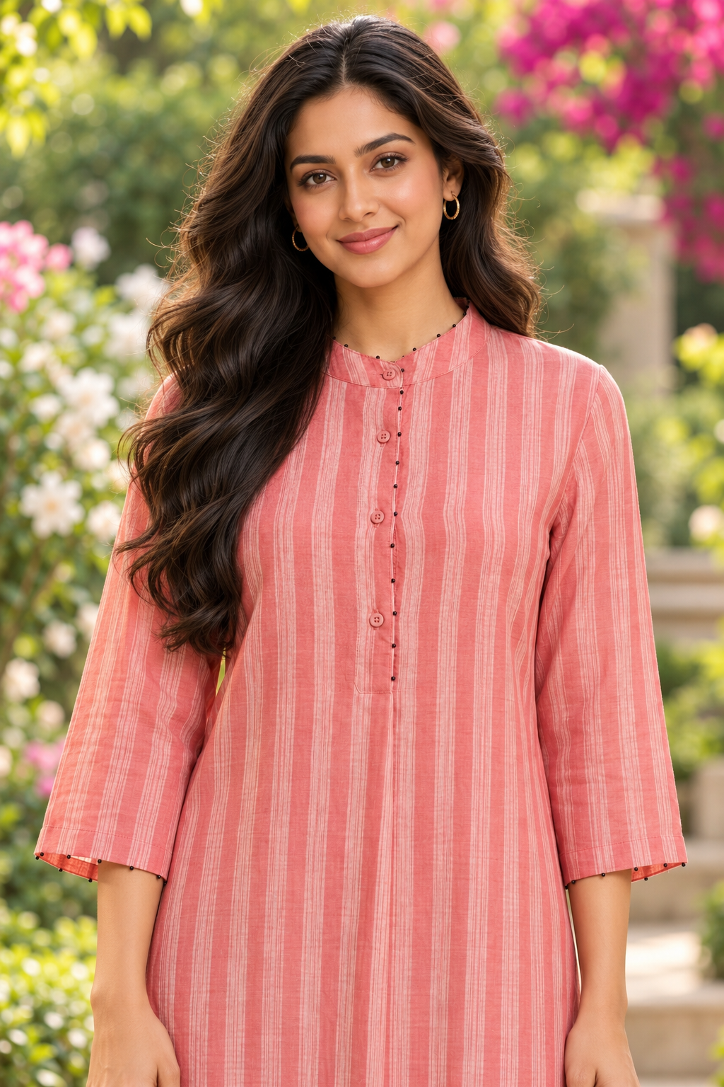 Rosé Rhythm Hand Shibori Chanderi Kurta