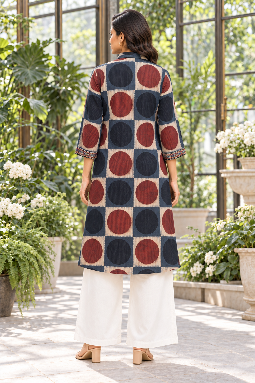 Indraneel Placement Ajrakh Cotton Dobby Shirt Dress