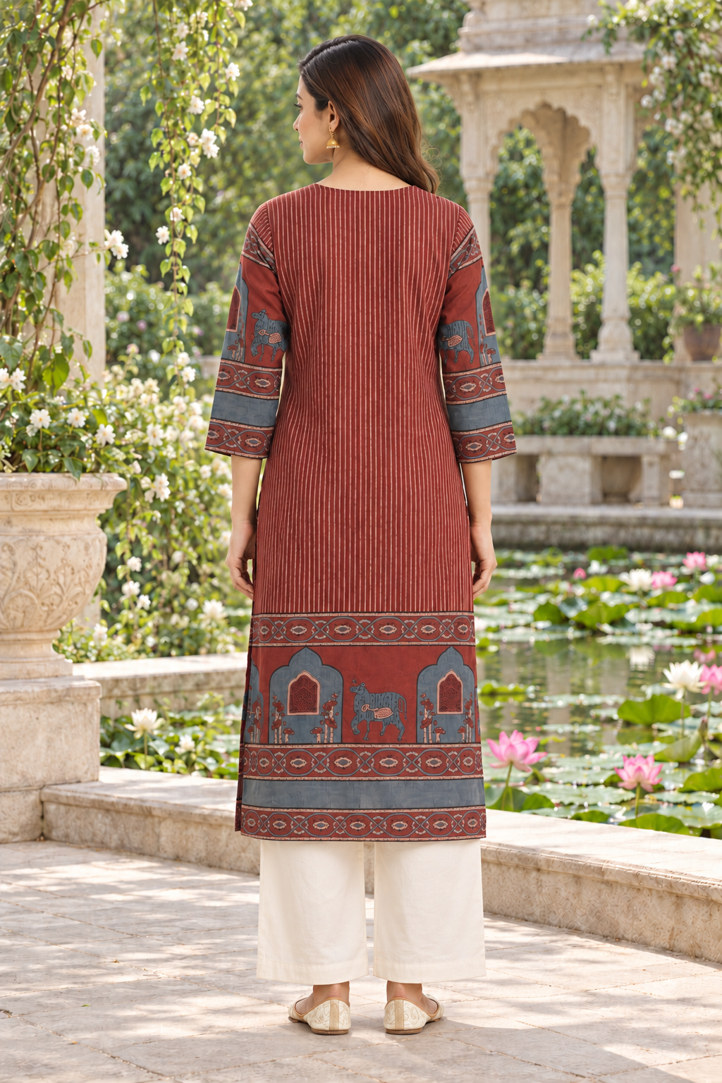Maroon Heritage Ajrakh Dobby Kurta