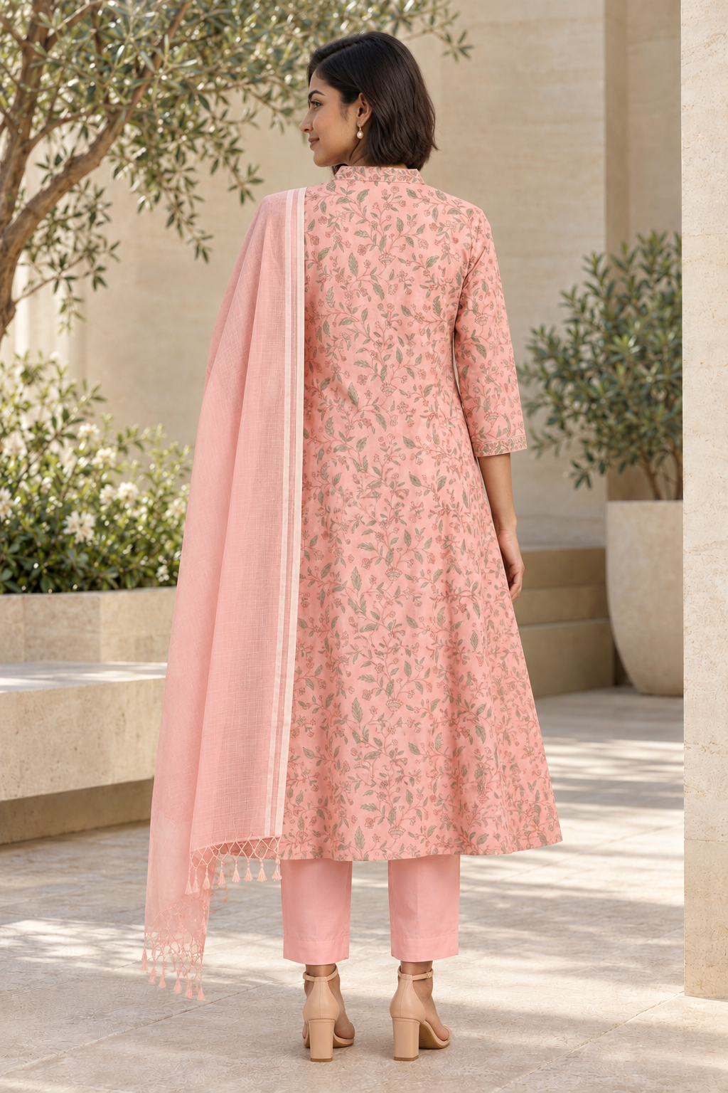 Blush Vine Chanderi Elegance Set