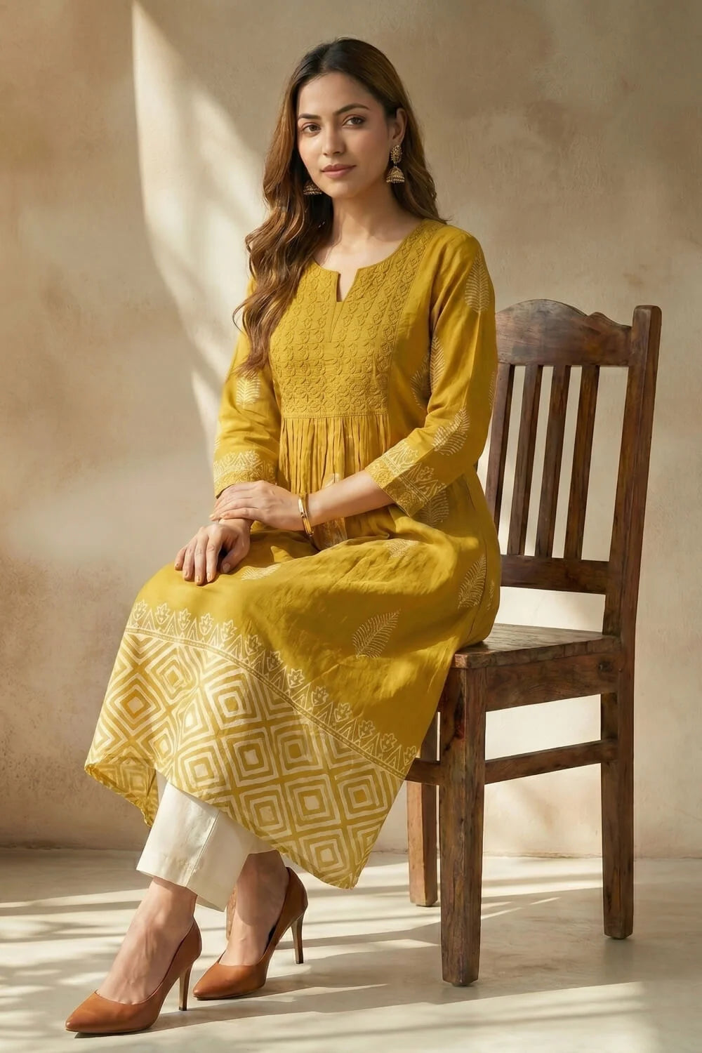 Sunlit Bloom Embroidered Kurta