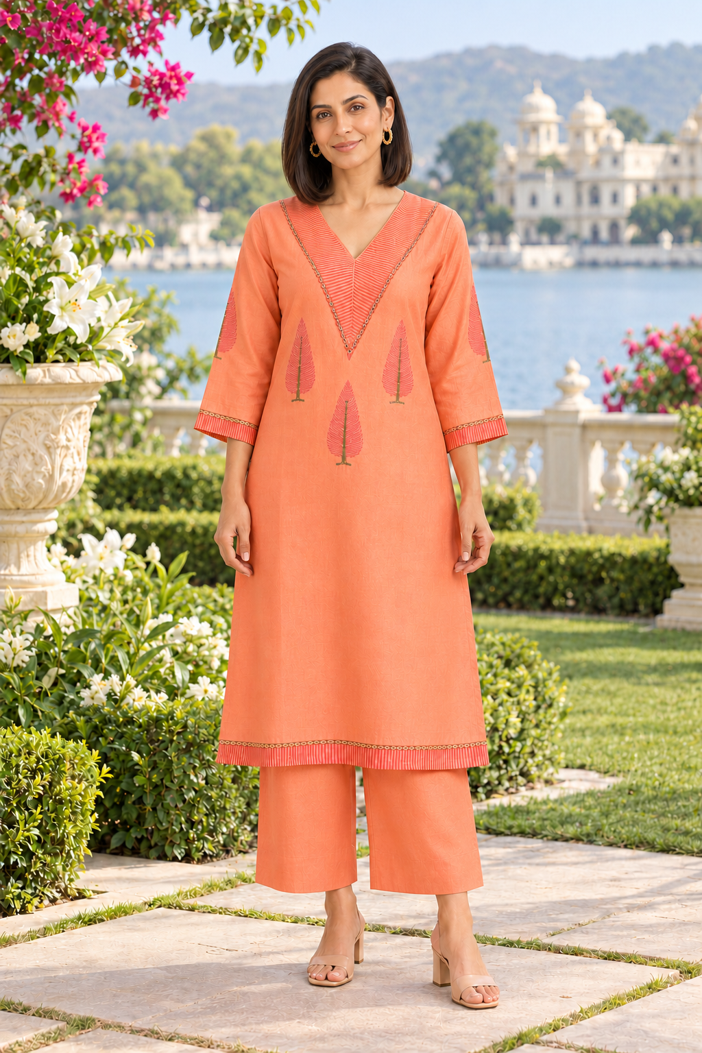 Gulnaar Chanderi Handcrafted Kurta Set