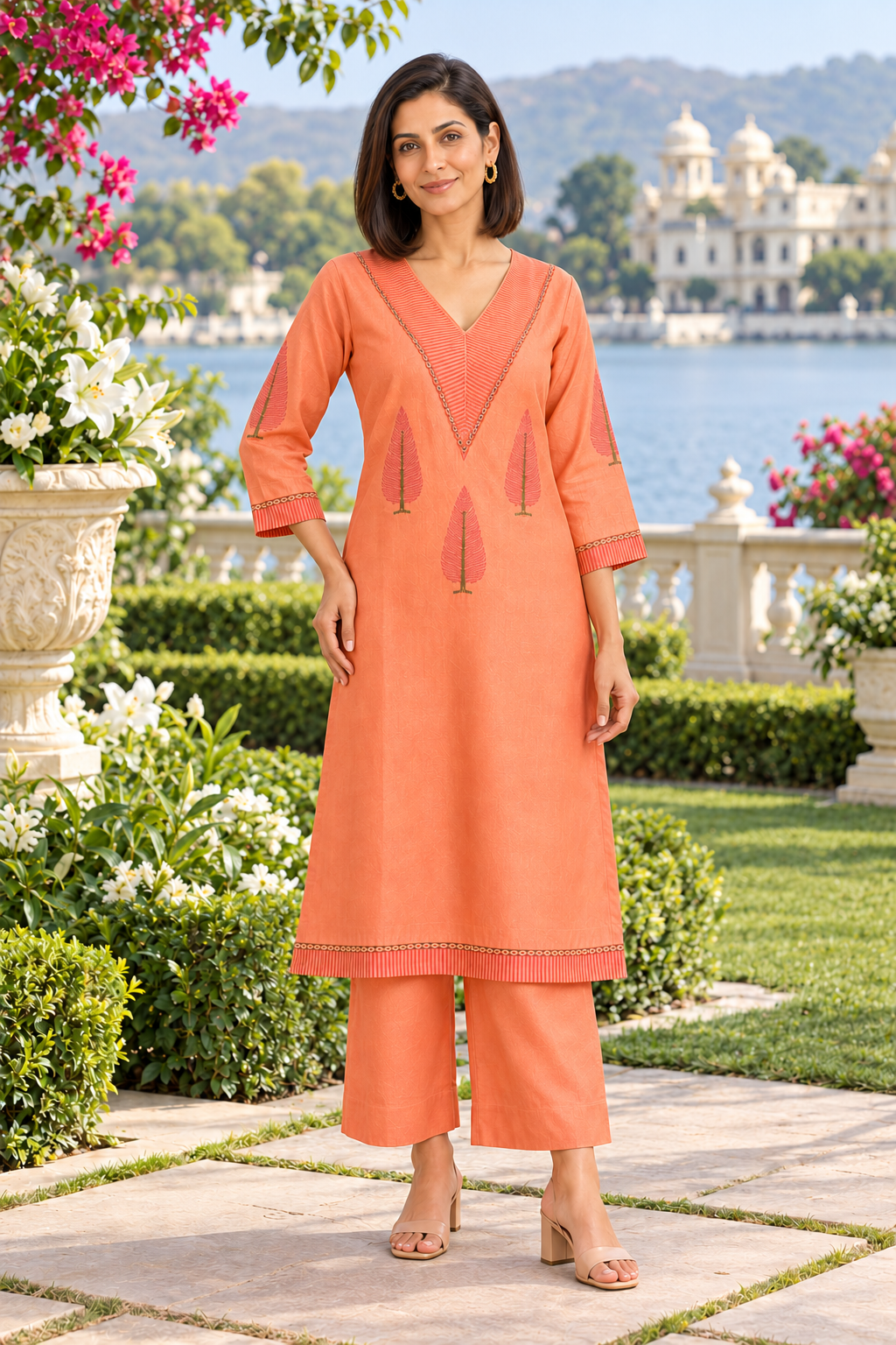Gulnaar Chanderi Handcrafted Kurta Set