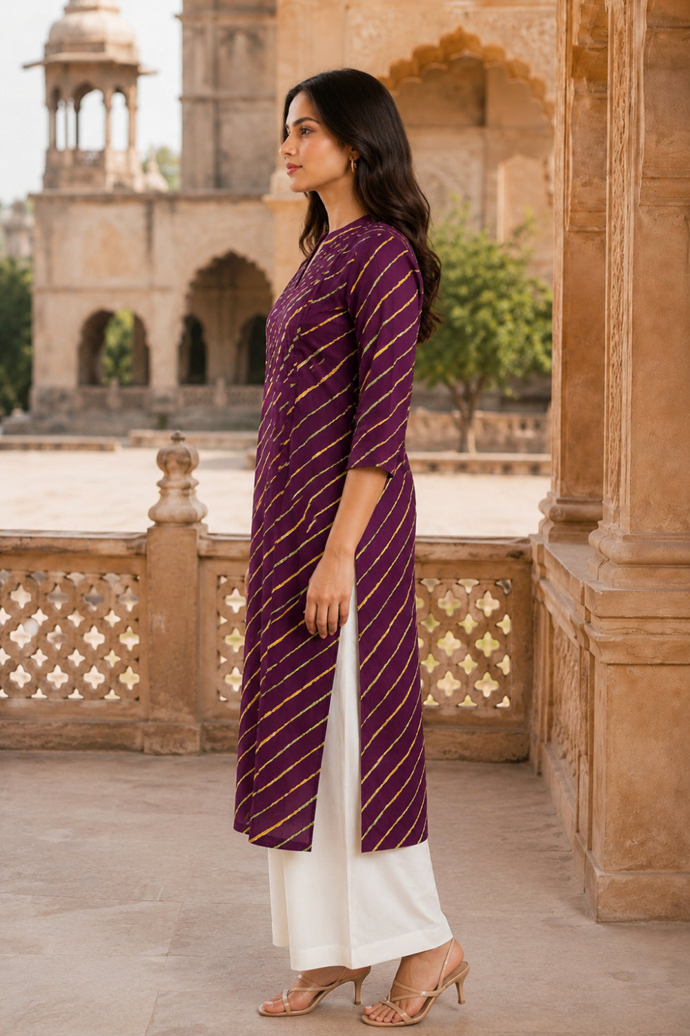 Jamuni Leheriya Grace Pintuck Cotton Kurta