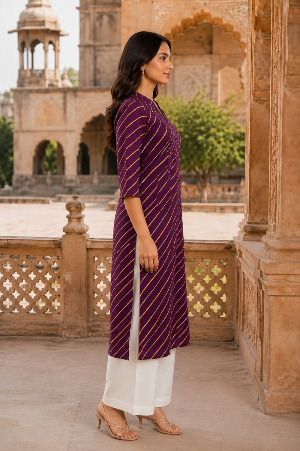 Jamuni Leheriya Grace Pintuck Cotton Kurta