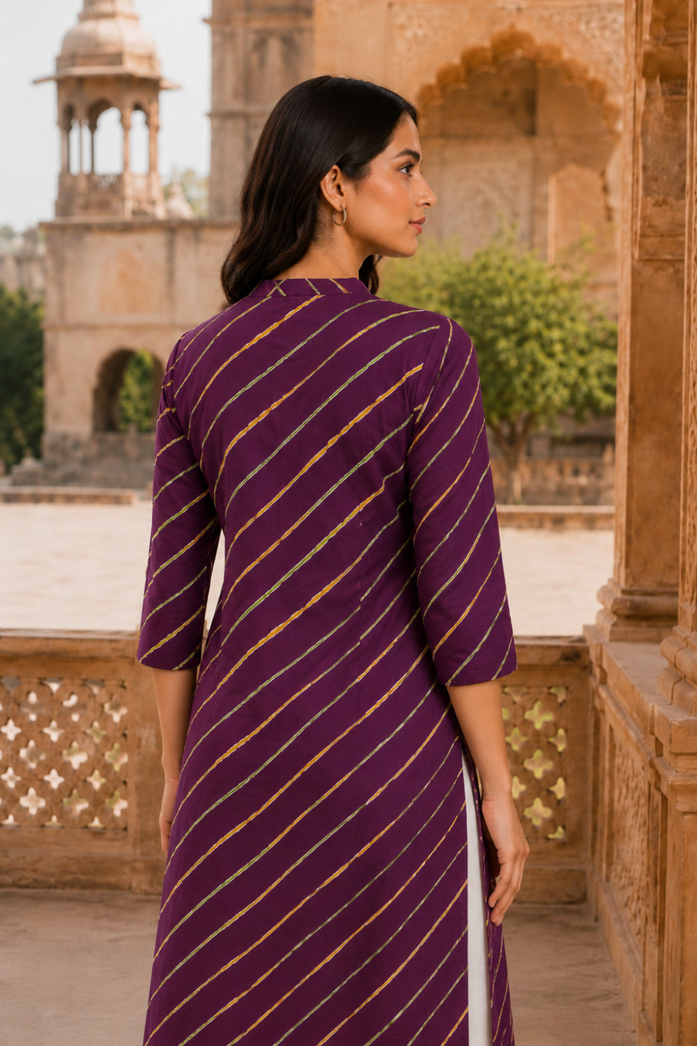 Jamuni Leheriya Grace Pintuck Cotton Kurta
