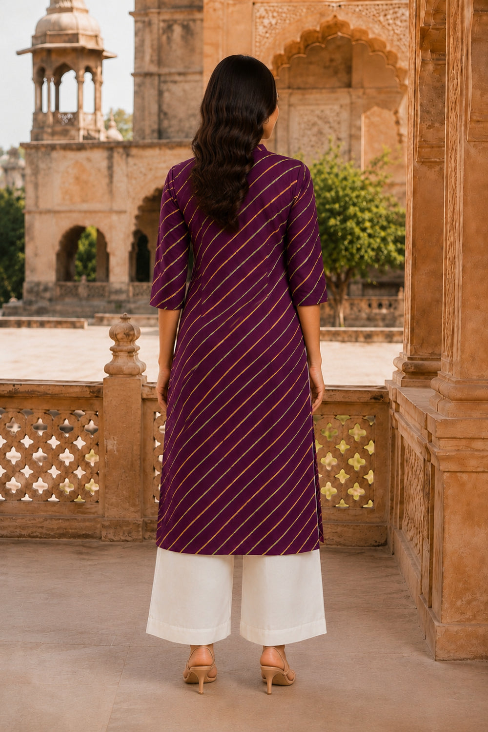 Jamuni Leheriya Grace Pintuck Cotton Kurta