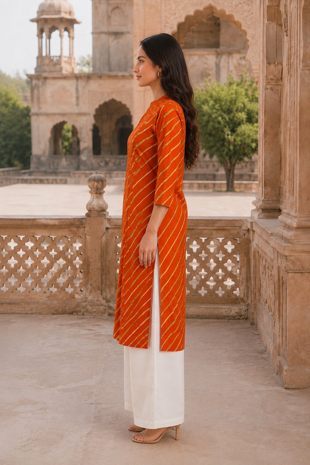 Kesari Leheriya Grace Pintuck Cotton Kurta