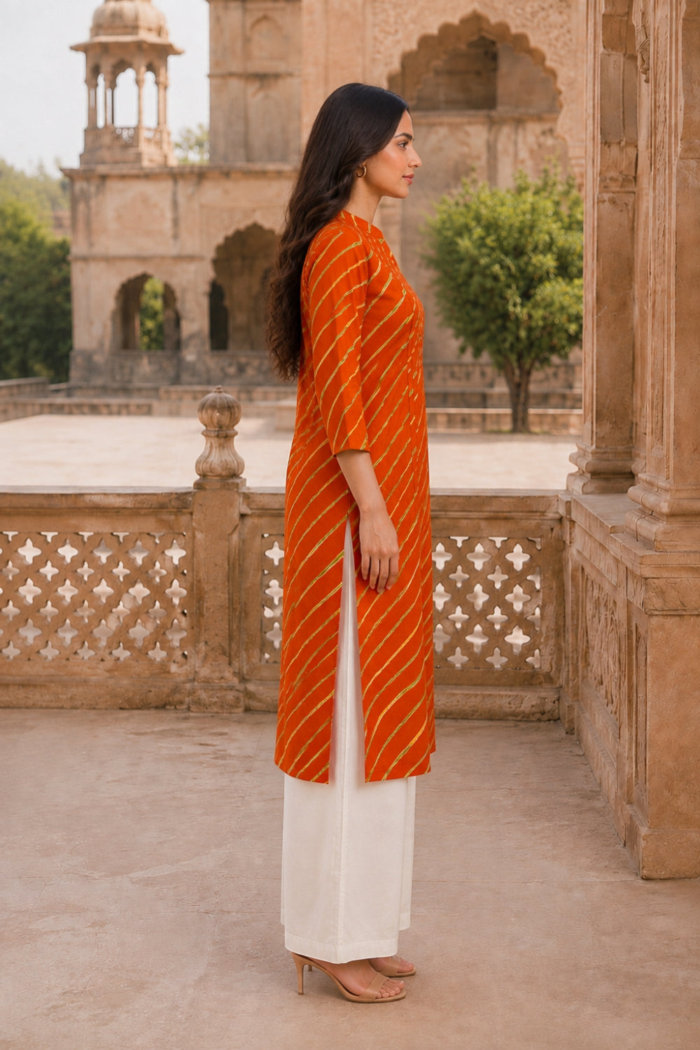 Kesari Leheriya Grace Pintuck Cotton Kurta