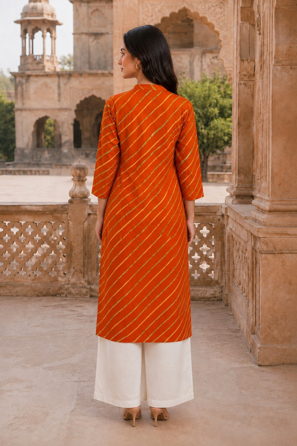 Kesari Leheriya Grace Pintuck Cotton Kurta