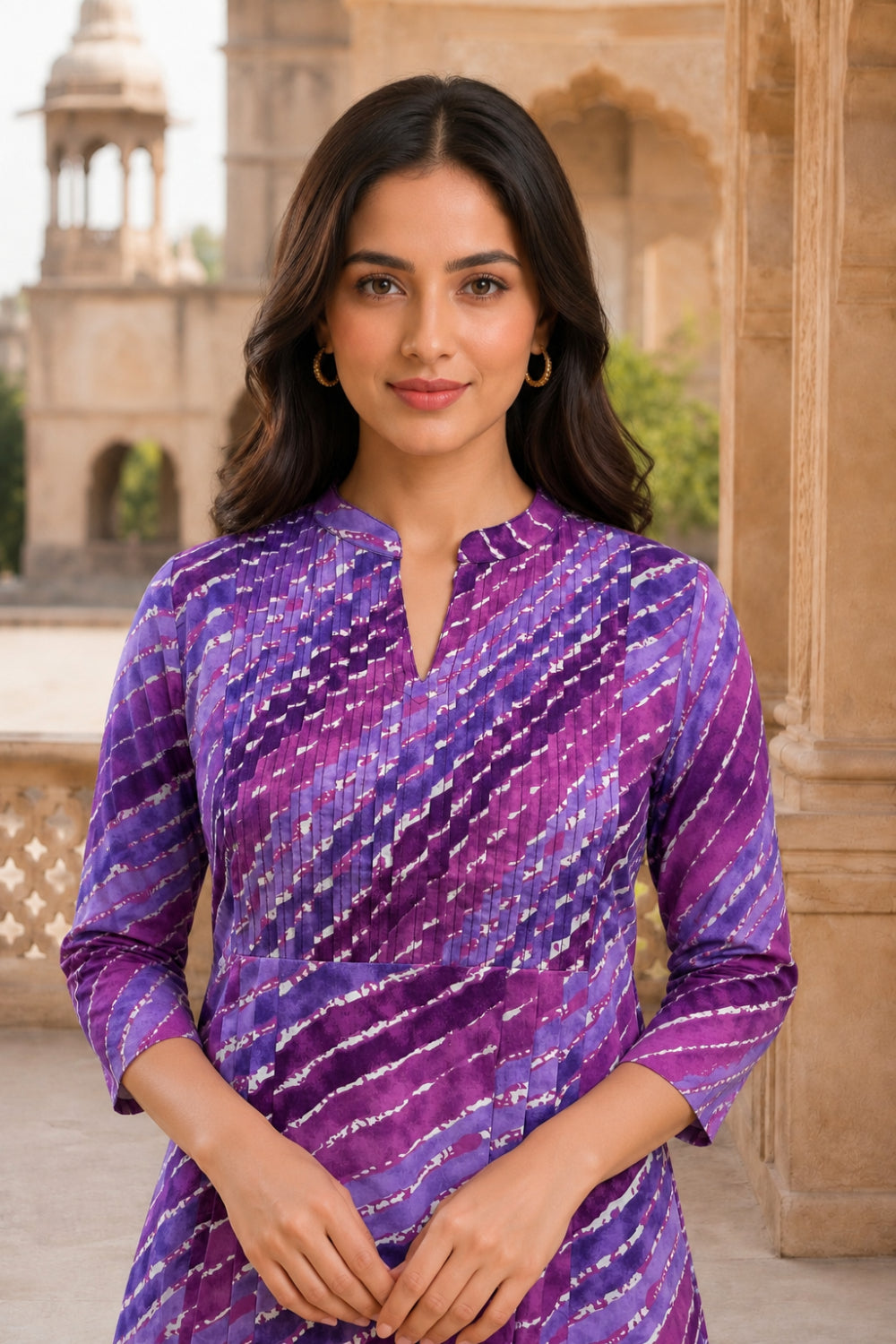 Amethyst Leheriya Grace Pintuck Cotton Kurta