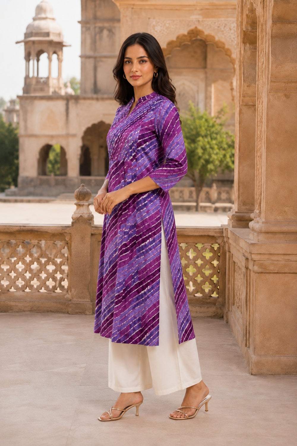 Amethyst Leheriya Grace Pintuck Cotton Kurta