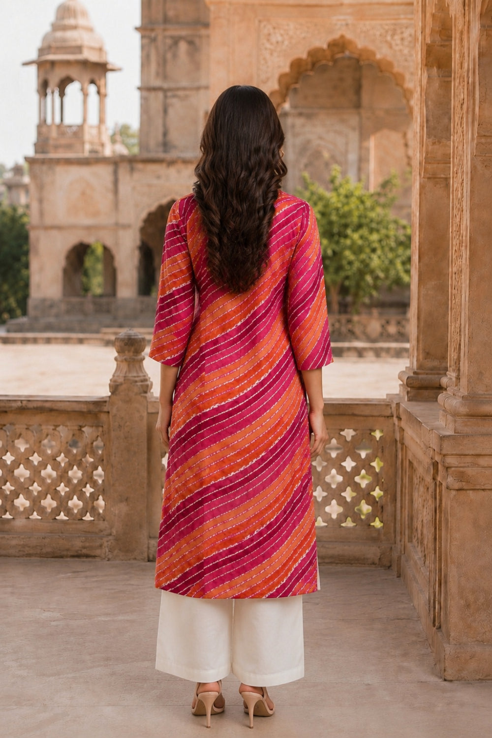 Gulmohar Leheriya Grace Pintuck Cotton Kurta