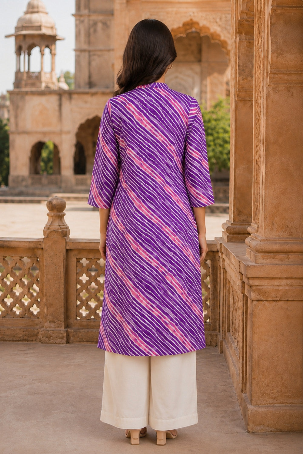 Lilac Leheriya Grace Pintuck Cotton Kurta